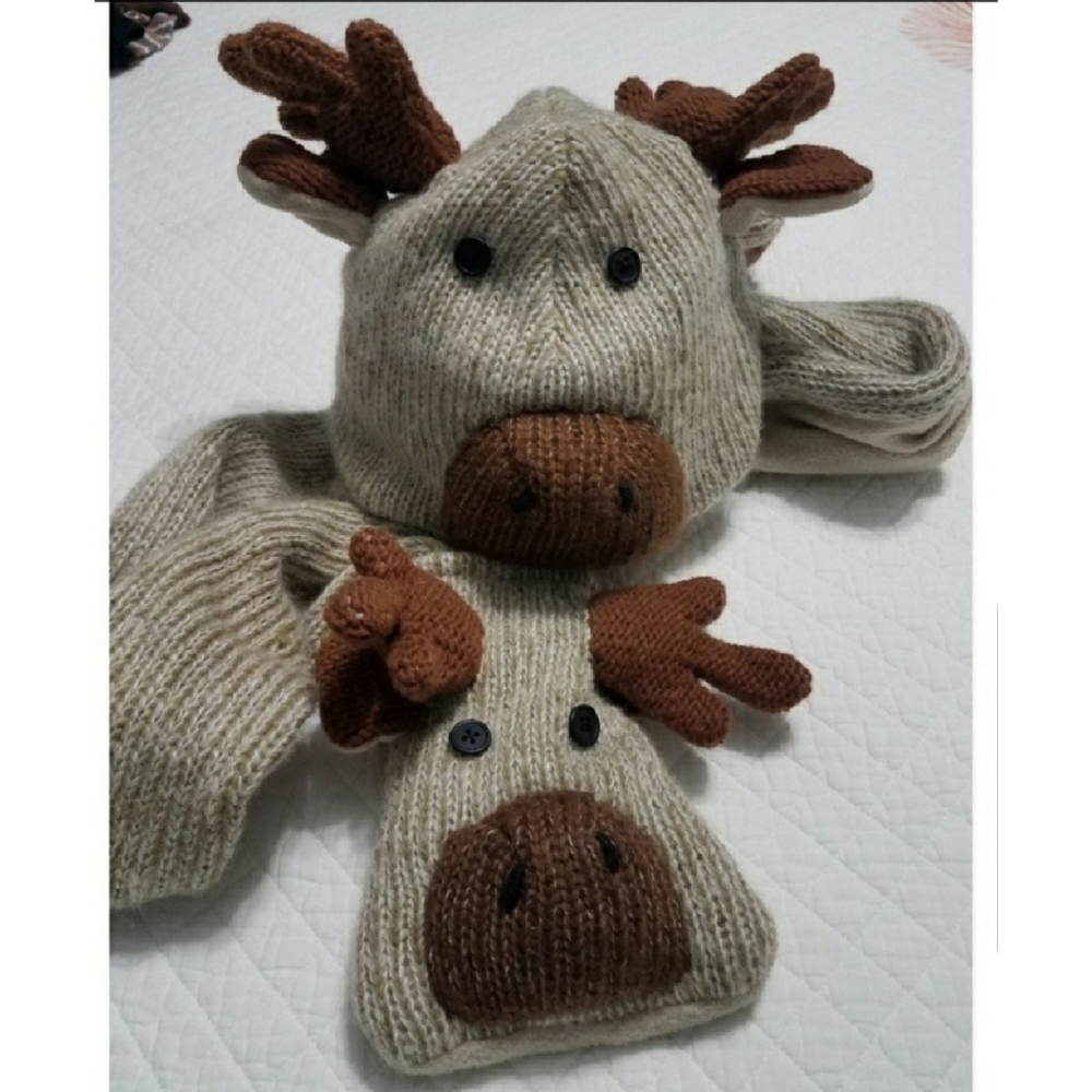 Charming Knit Moose Hat for Kids